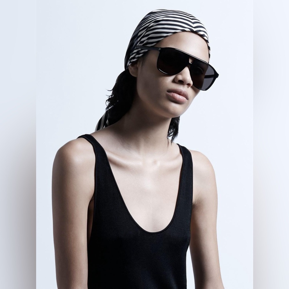 Saint Laurent Eyewear Aviator Sunglasses Unisex SL 596 Dune Acetate in Black - Picture 3 of 16